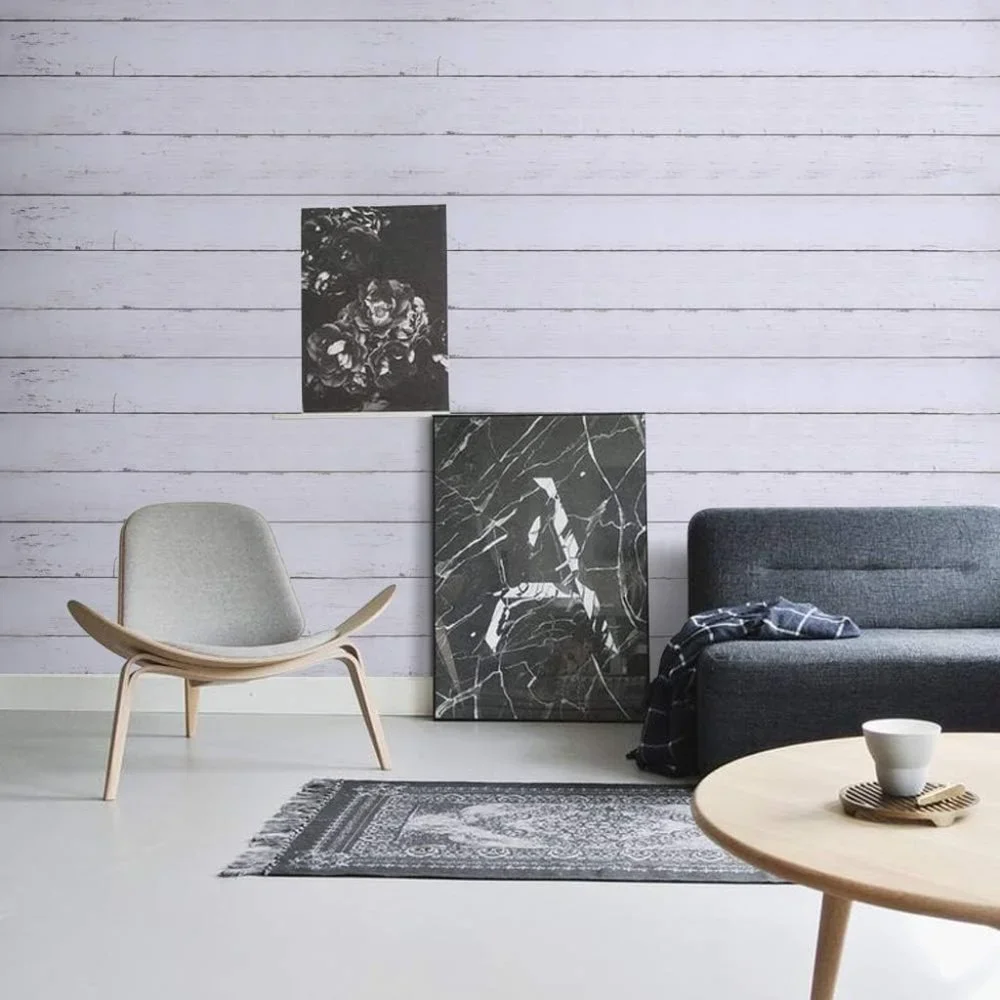 White Gray Wood Paper 17.71 in X 118 in Self-Adhesive‎ Removable Wood Peel